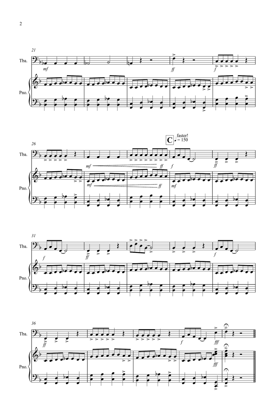 Burnie's Boogie for Easy Tuba and Piano Piano Accompaniment scores gallery preview page 2