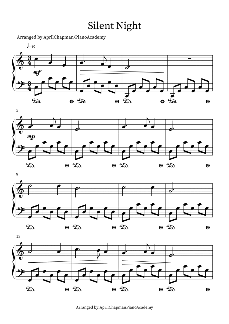 Silent Night Piano scores gallery preview page 1