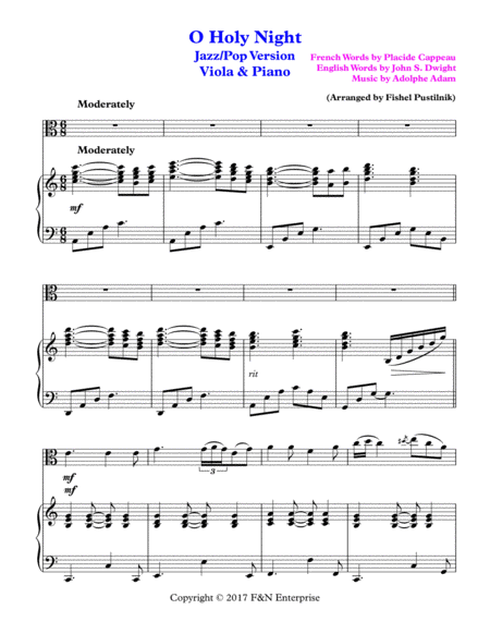 "O Holy Night" for Viola and Piano image number null