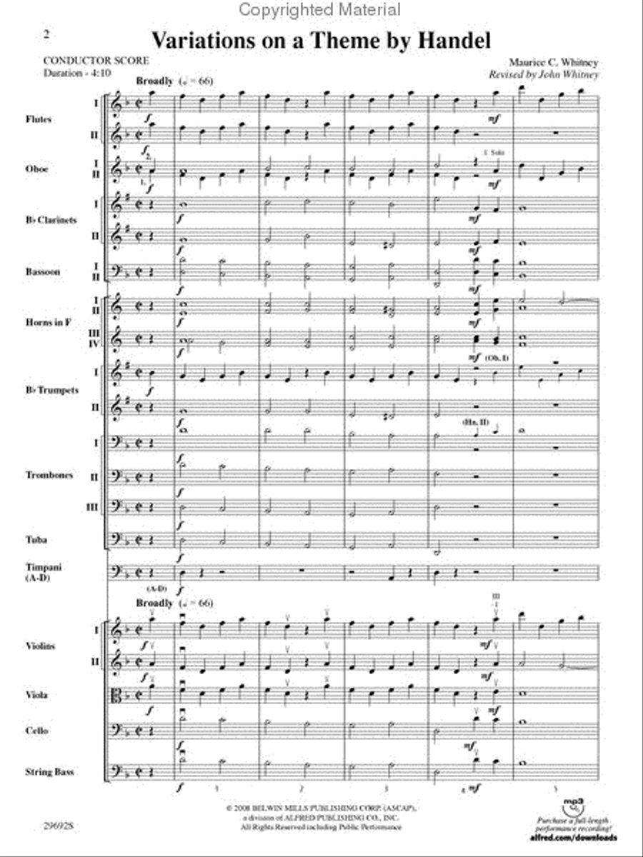 Variations on a Theme by Handel Full Orchestra scores gallery preview page 2