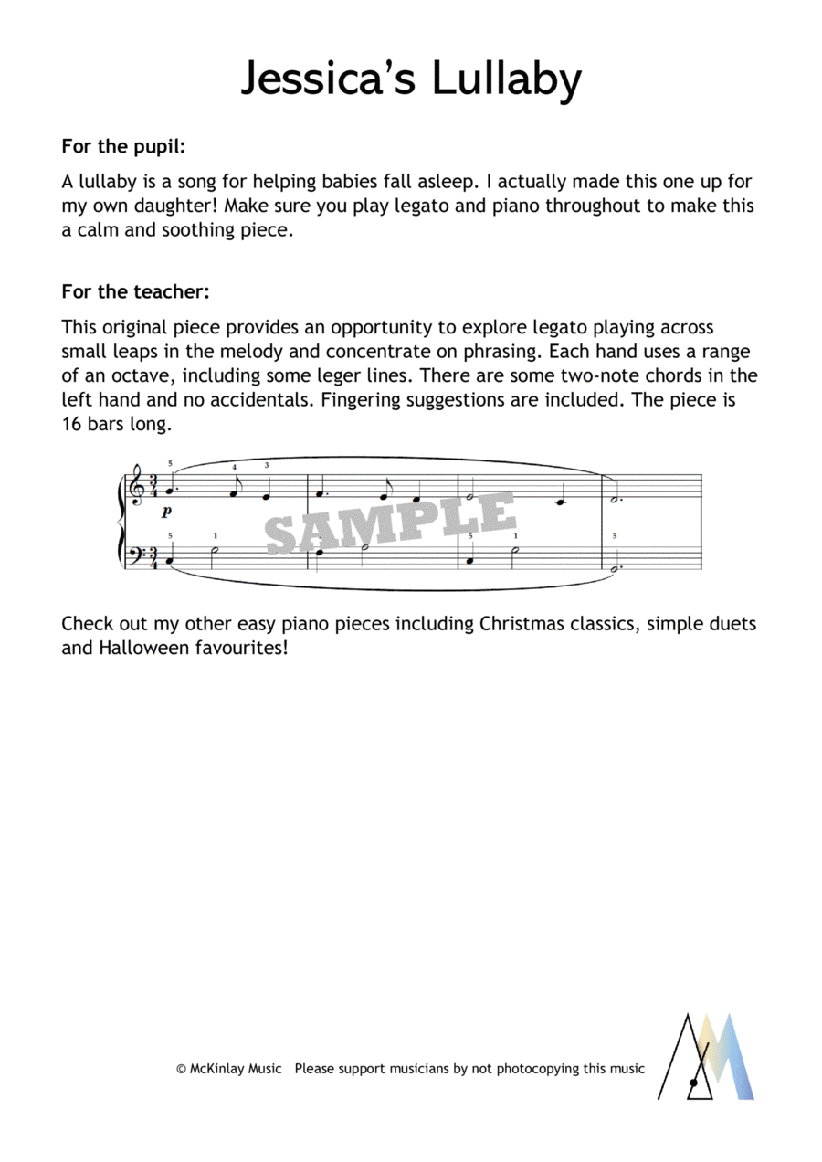 Jessica's Lullaby Piano Method scores gallery preview page 1