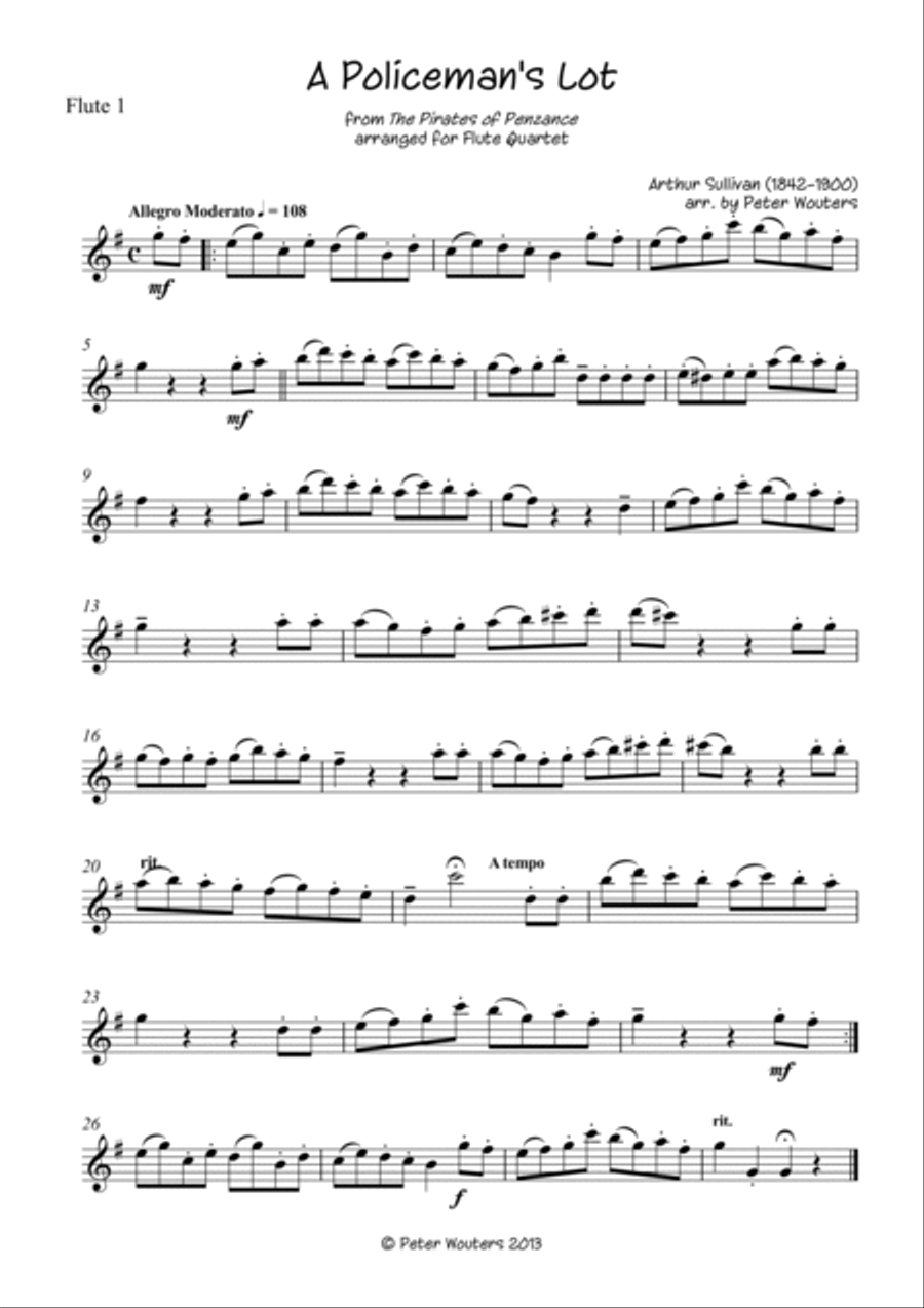 A Policeman's Lot - from Pirates of Penzance Woodwind Quartet scores gallery preview page 4