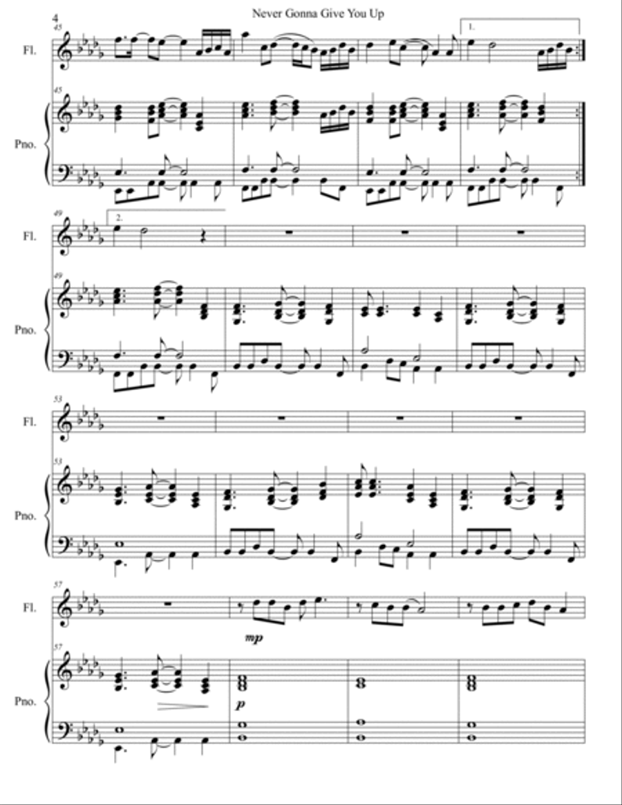 Never Gonna Give You Up Never Gonna Give You Up Flute Solo scores gallery preview page 5