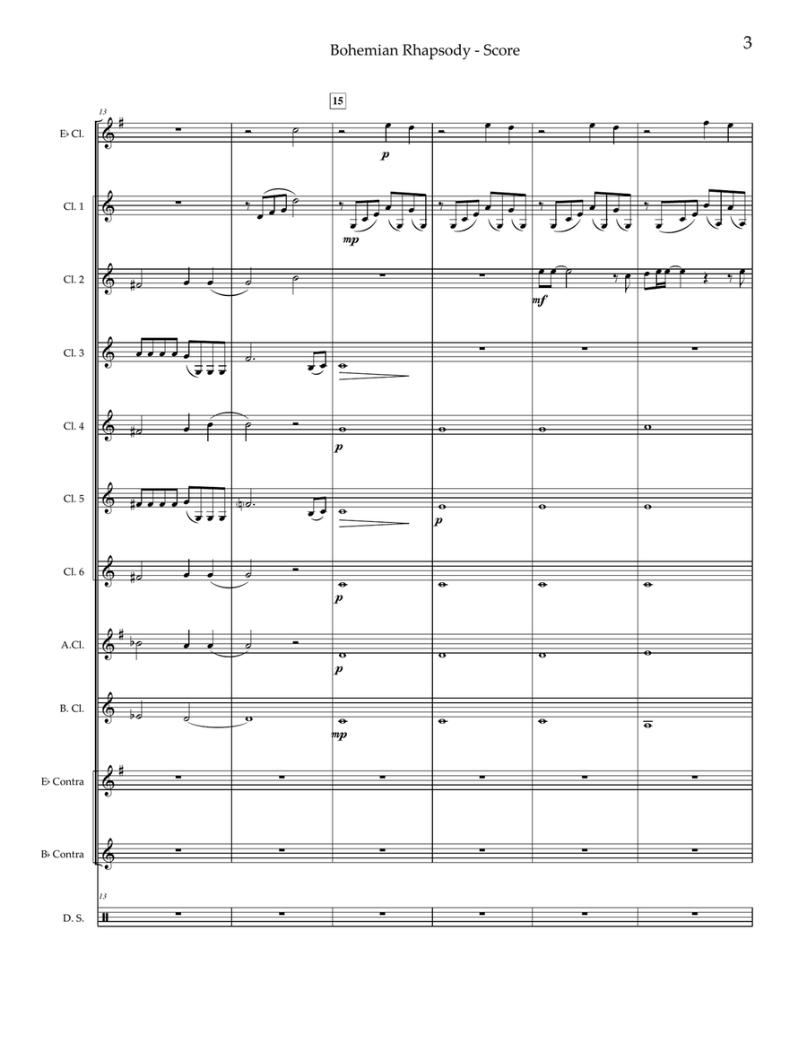 Bohemian Rhapsody Clarinet Choir scores gallery preview page 4