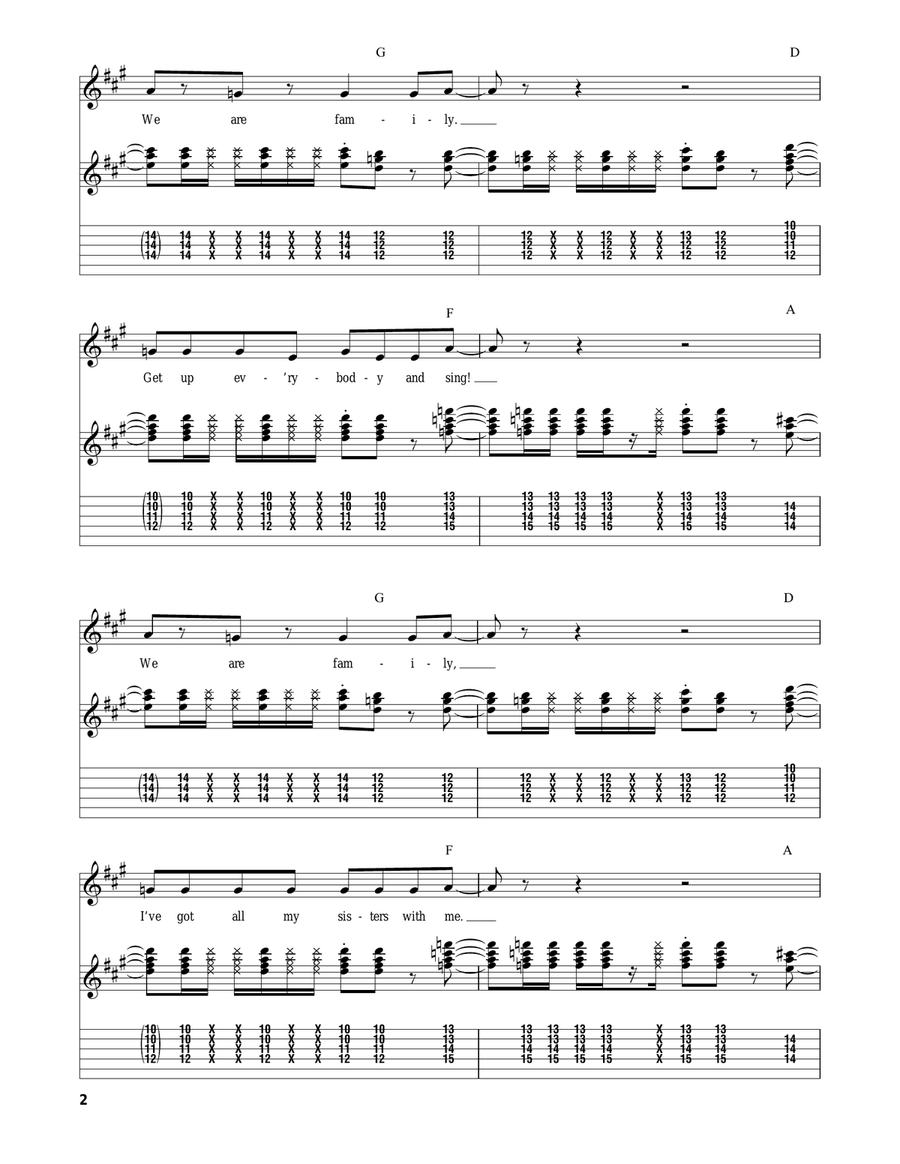 We Are Family Acoustic Guitar scores gallery preview page 2