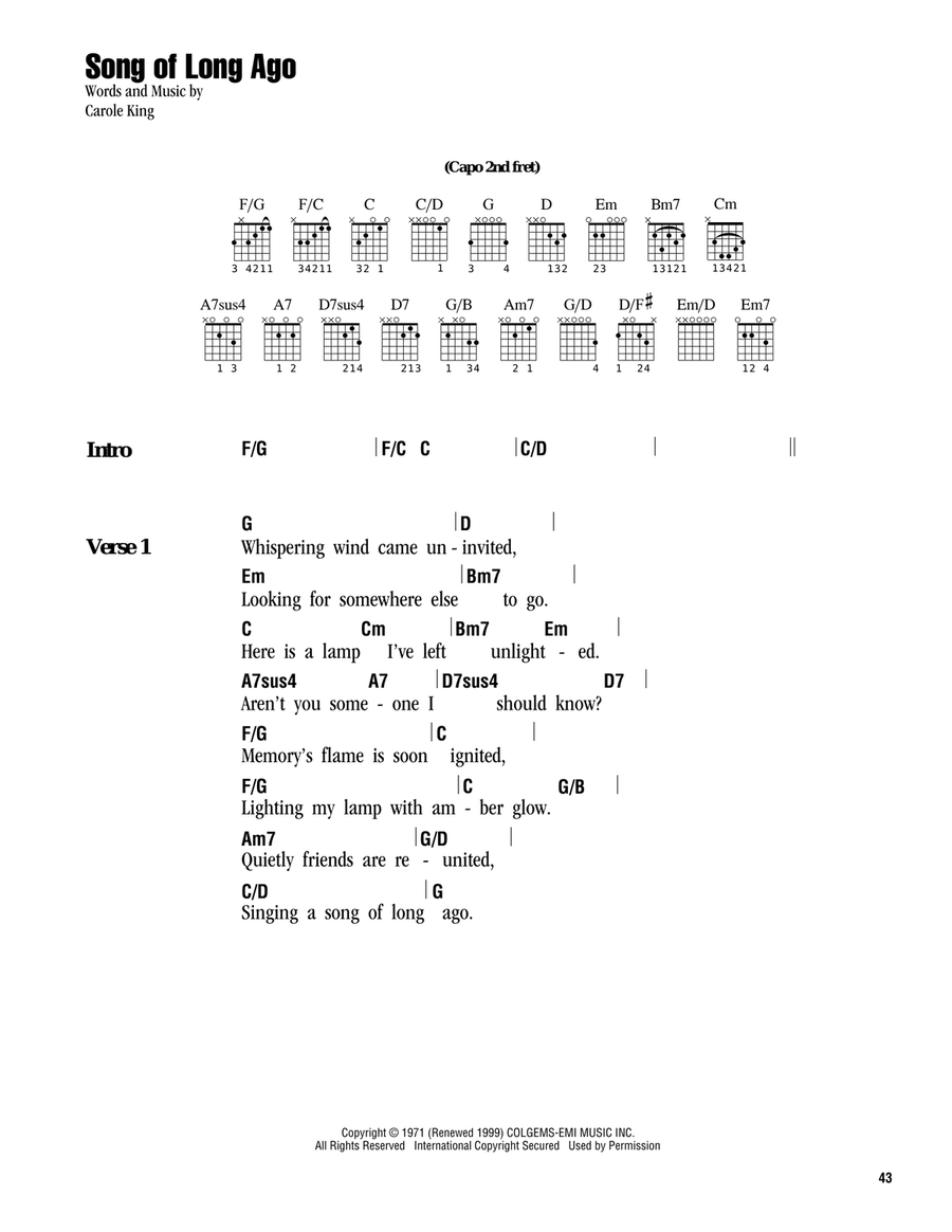 Song Of Long Ago Acoustic Guitar scores gallery preview page 1