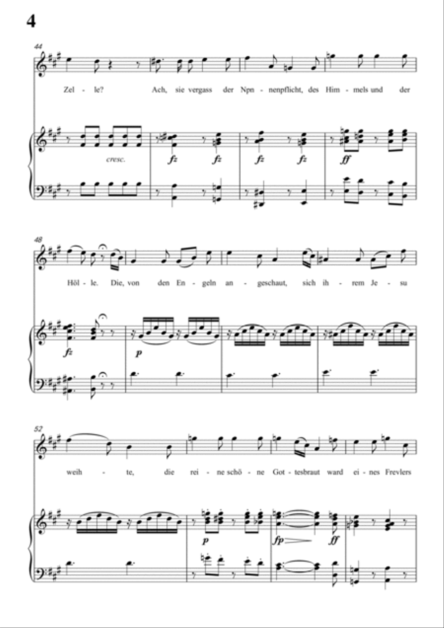 Schubert-Die Nonne in A D.208,for Vocal and Piano Voice scores gallery preview page 5