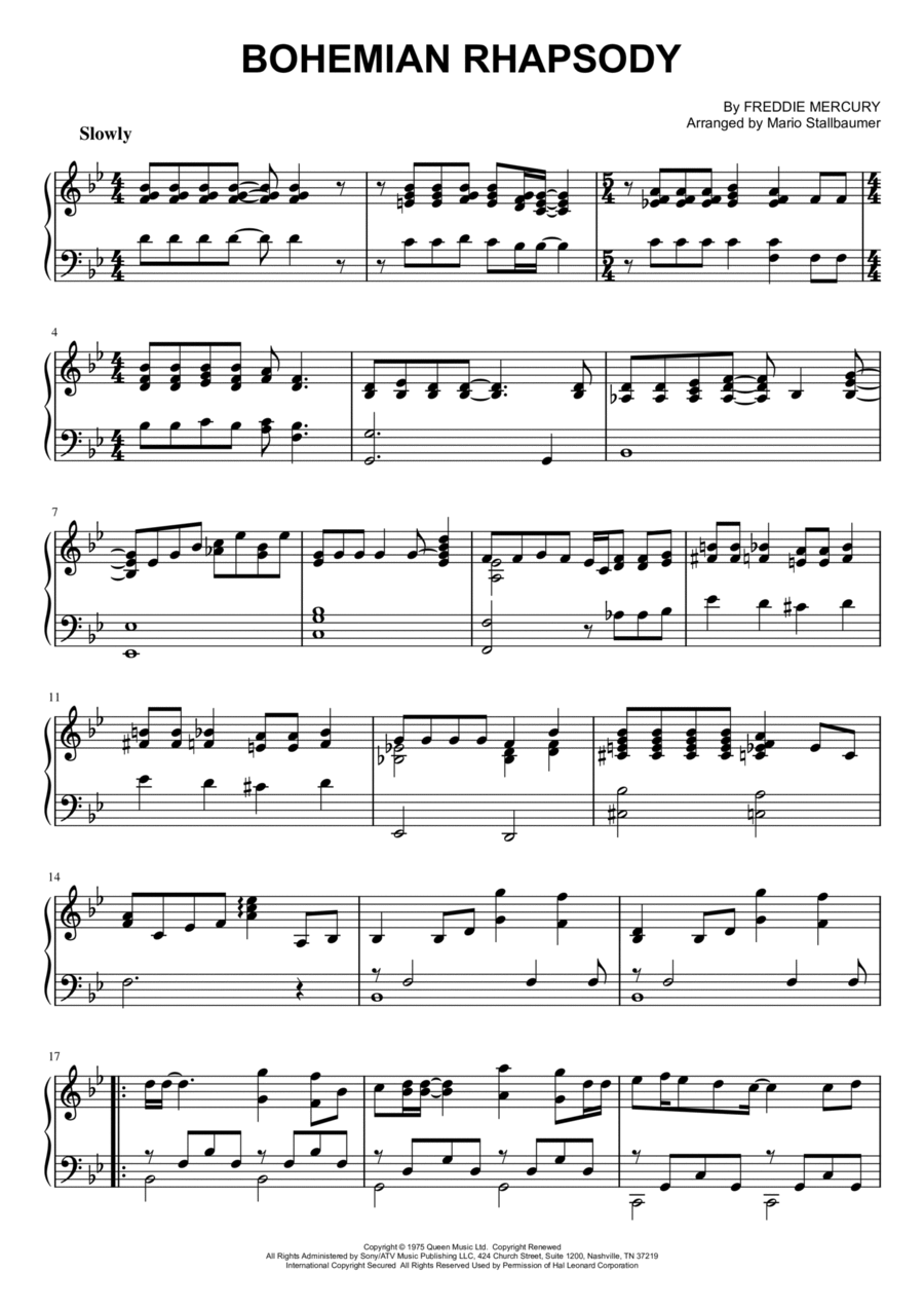 Bohemian Rhapsody A Cappella scores gallery preview page 1