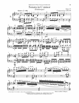 Piano Sonata No. 8 In C Minor, Op. 13 "Pathetique"