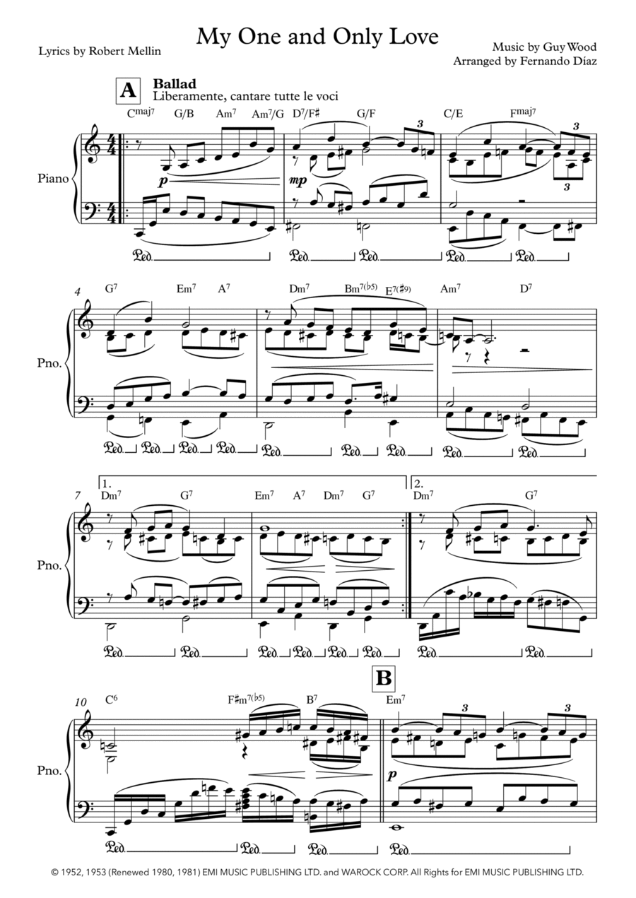 My One And Only Love My One And Only Love Piano Solo scores gallery preview page 1
