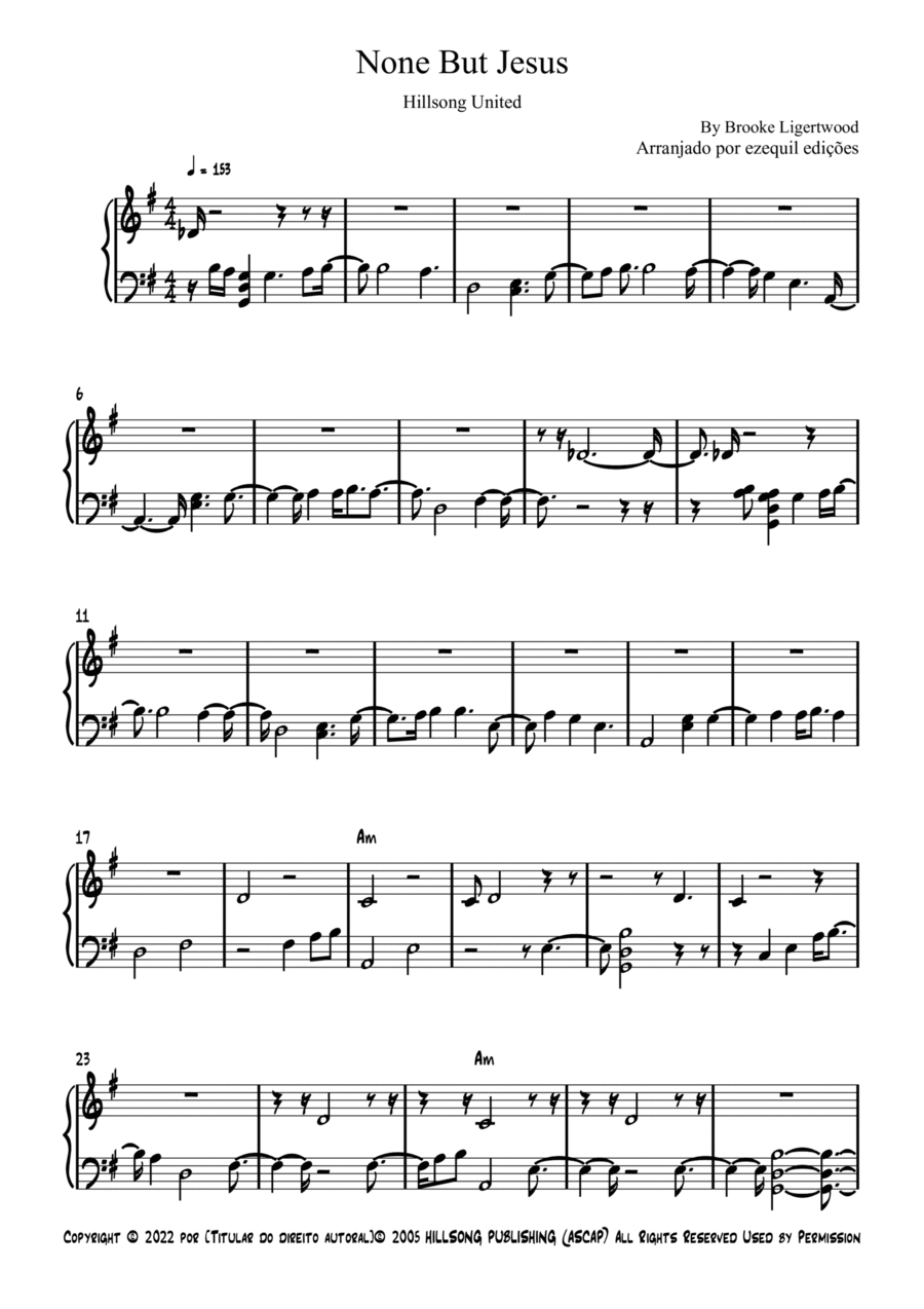 None But Jesus Easy Piano scores gallery preview page 1
