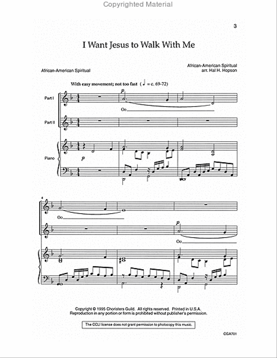 I Want Jesus to Walk With Me 2-Part scores gallery preview page 2
