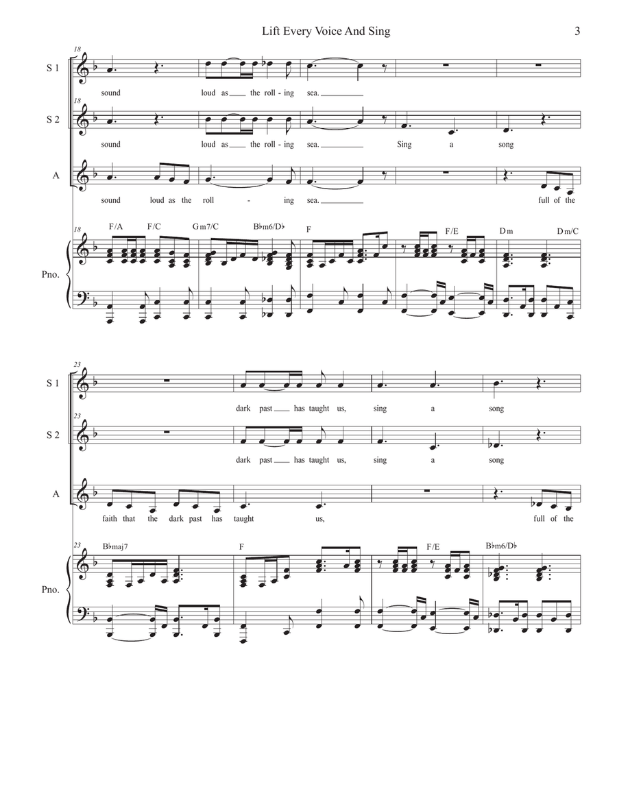 Lift Every Voice And Sing (Vocal Trio - (SSA) SSA scores gallery preview page 4