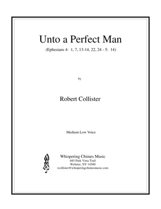 Book cover for Unto a Perfect Man (medium low voice)