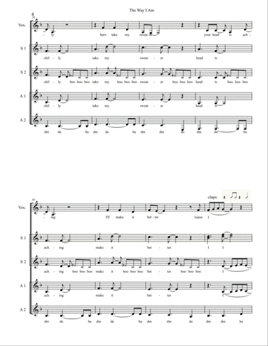 The Way I Am The Way I Am A Cappella scores gallery preview page 4