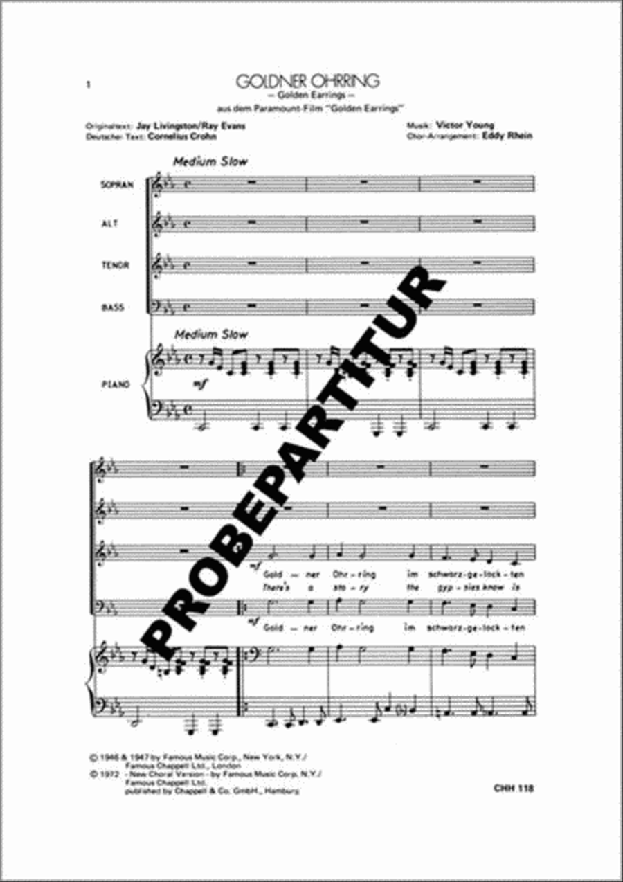 Golden Earrings Golden Earrings Mixed Choir scores gallery preview page 1