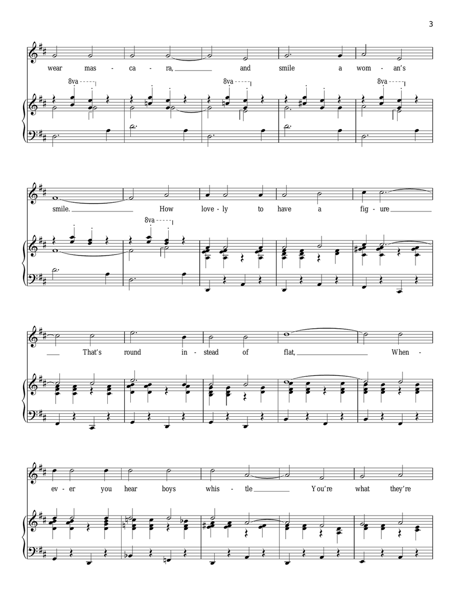 How Lovely To Be A Woman Piano, Vocal scores gallery preview page 3