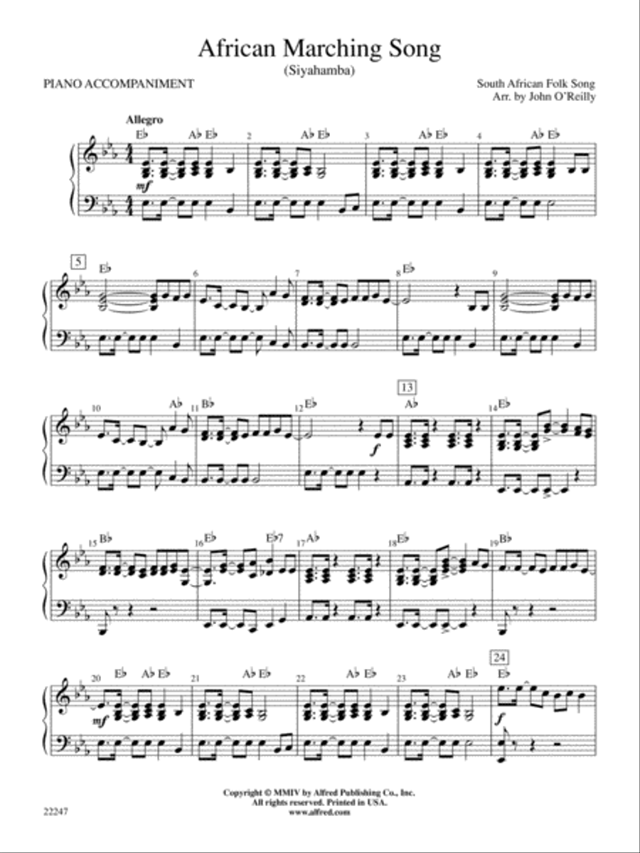 African Marching Song: Piano Accompaniment Concert Band scores gallery preview page 1