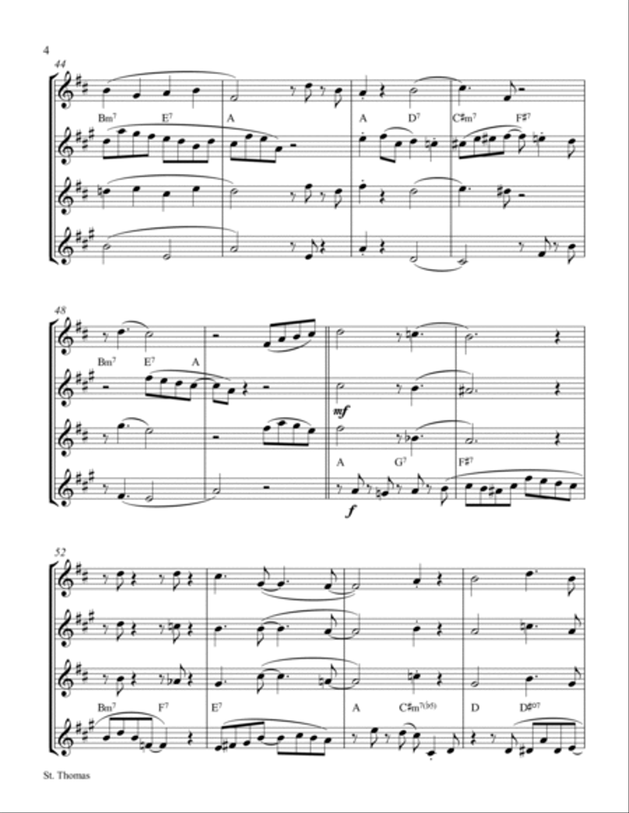 St. Thomas St. Thomas Saxophone Quartet scores gallery preview page 4