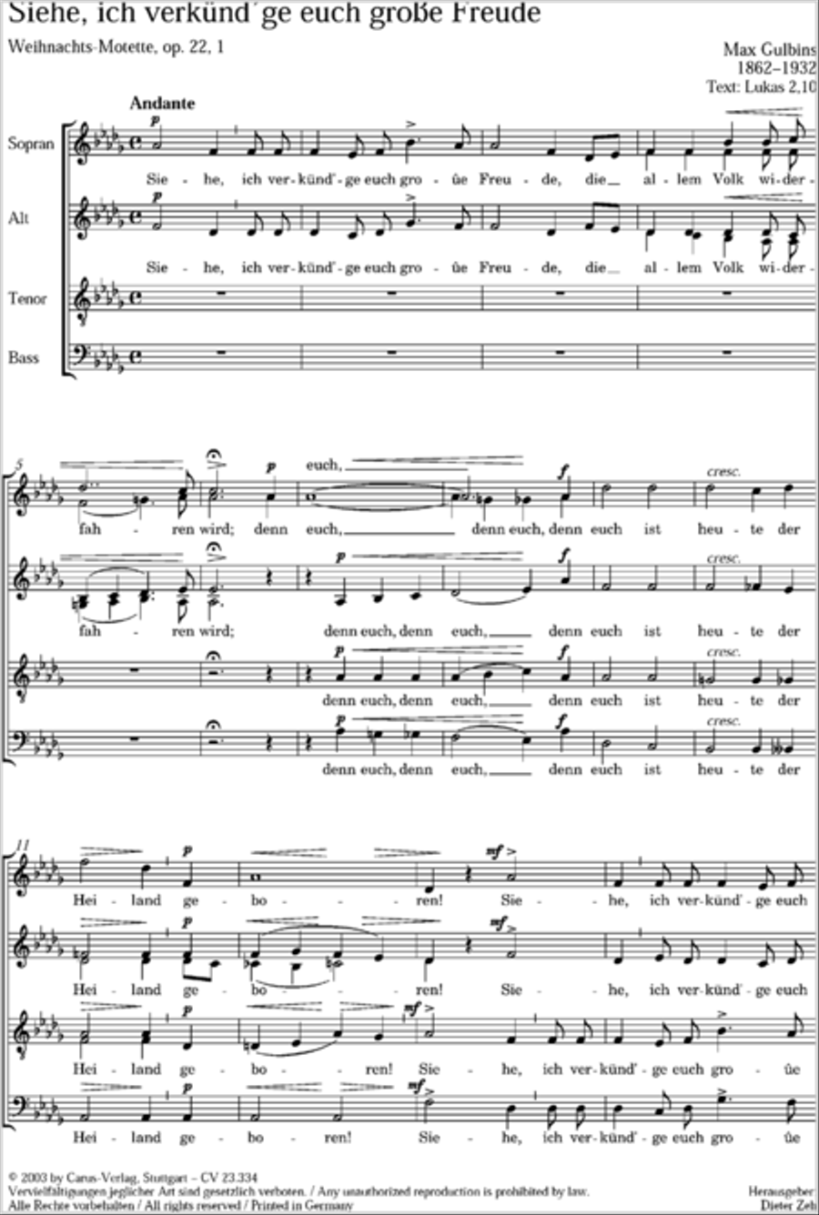 Siehe, ich verkundge euch grosse Freude 4-Part scores gallery preview page 6