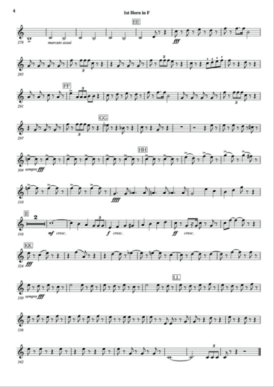 Symphony No.6 Pathetique Movement III [Parts] Horn in F 1st,2nd,3rd,4th Marching Band scores gallery preview page 4