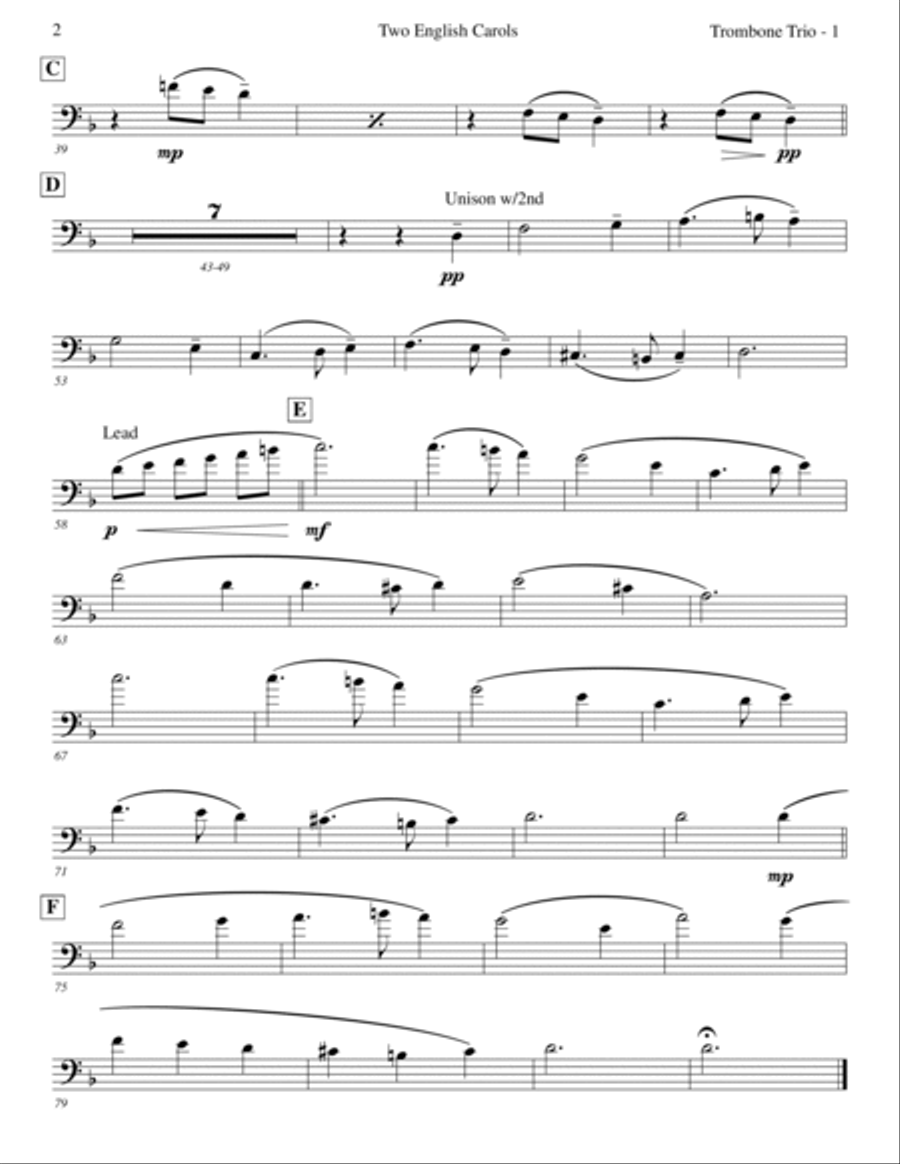 Two English Carols (Coventry Carol; What Child Is This?) - Low Brass Trio Brass Trio scores gallery preview page 5