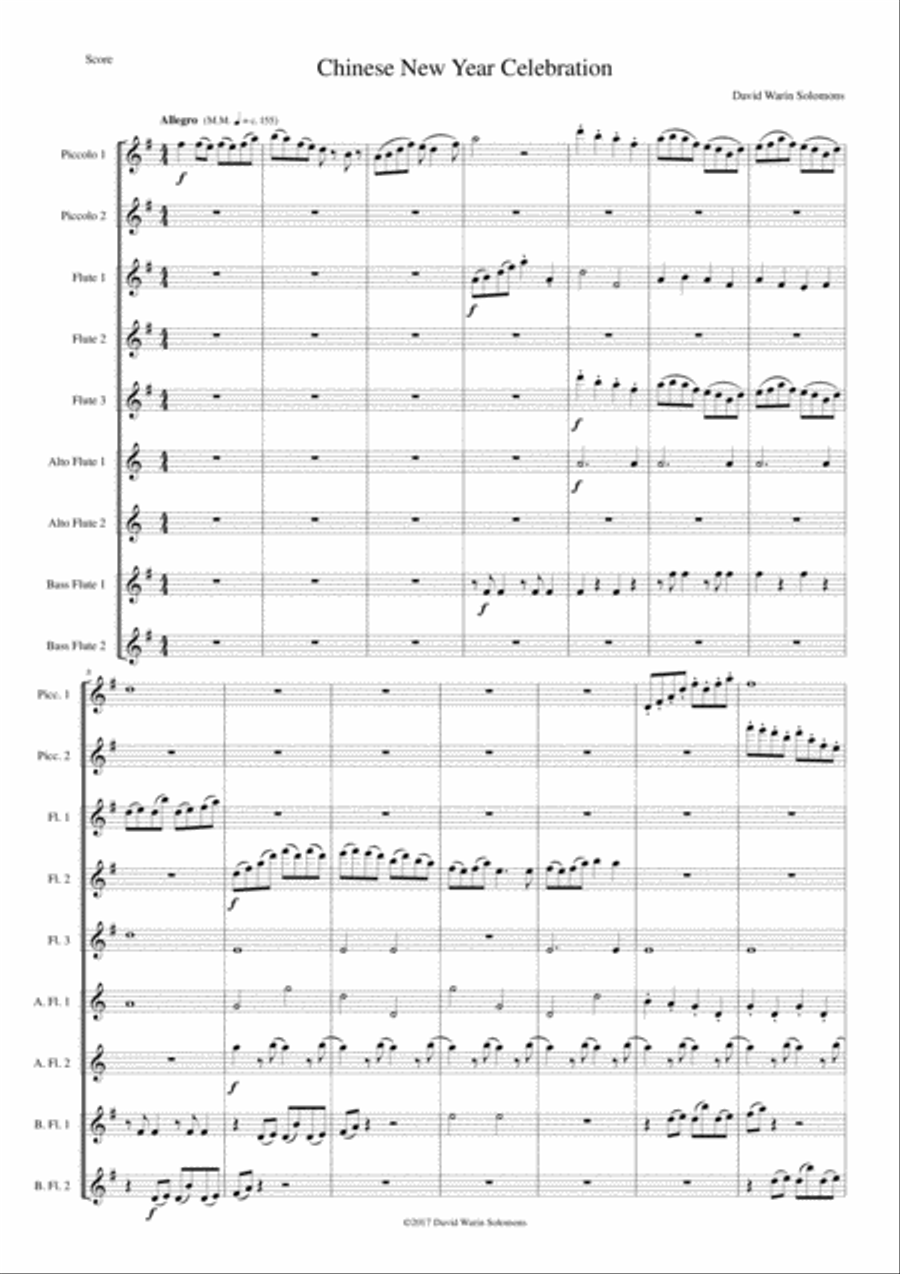 Chinese New Year Celebration for flute choir Chinese New Year Celebration for flute choir Chamber Orchestra scores gallery preview page 1