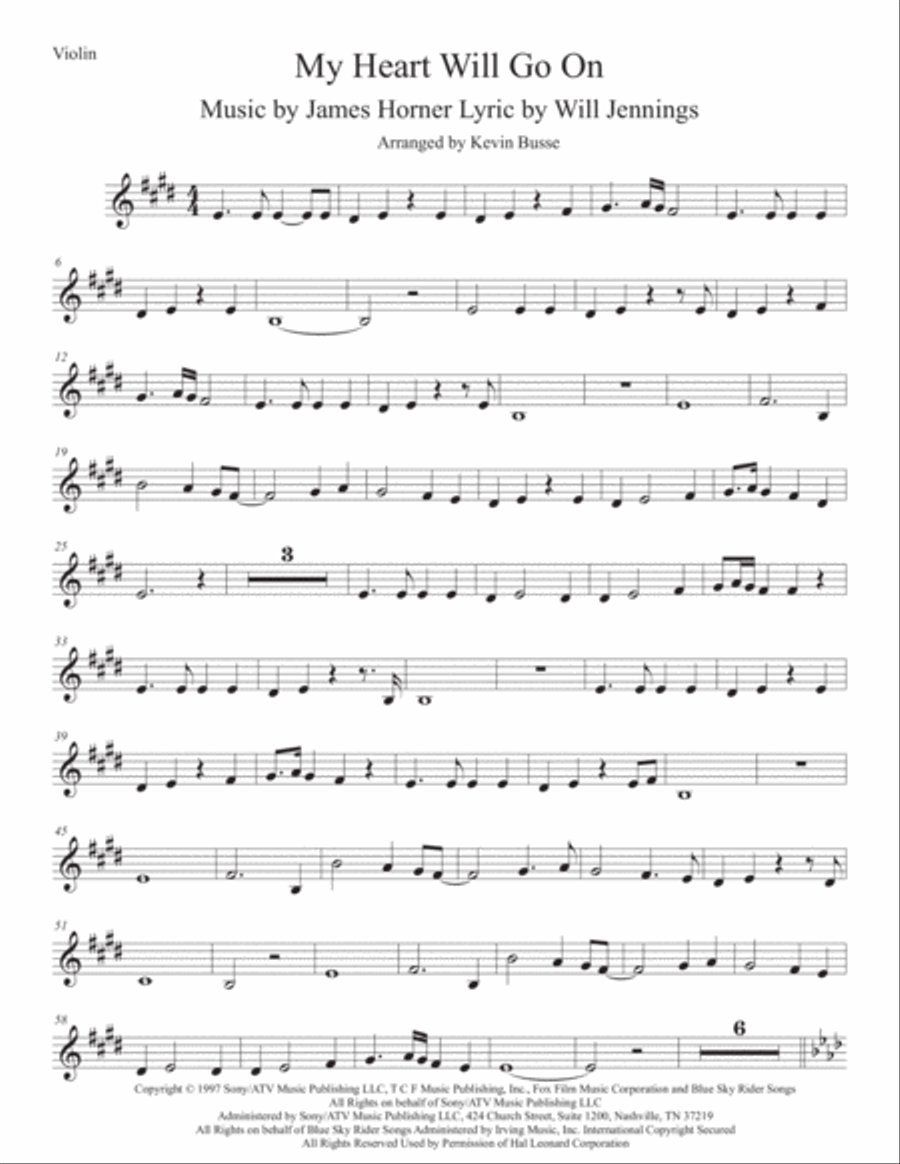 My Heart Will Go On (Love Theme from Titanic) Violin Solo scores gallery preview page 1