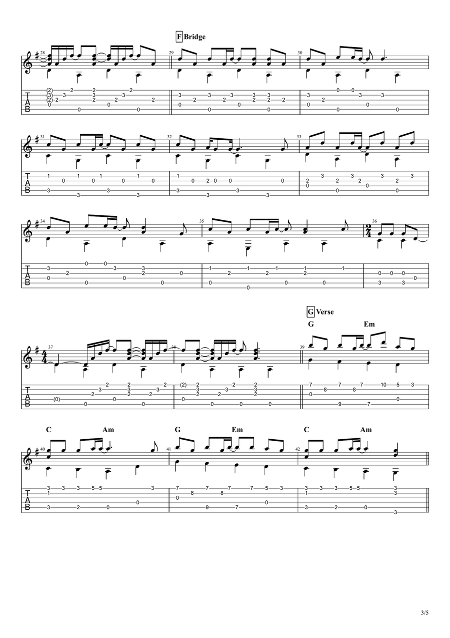Friend Of The Devil Guitar Tablature scores gallery preview page 3