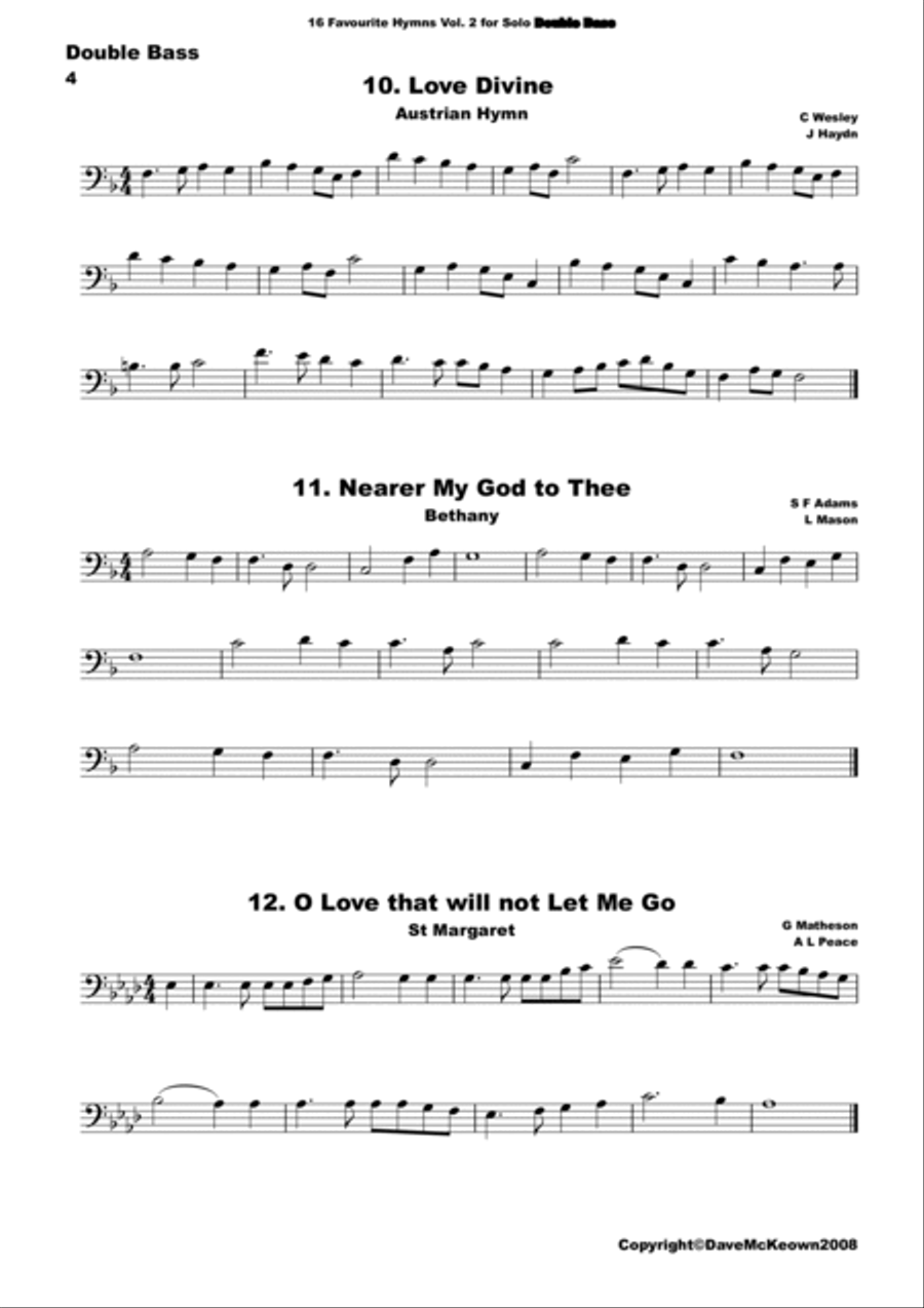 16 Favourite Hymns Vol.2 for solo Double Bass Double Bass scores gallery preview page 4