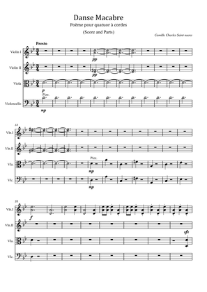 Danse Macabre - for string quartet - Saint-saens - (Score and Parts)