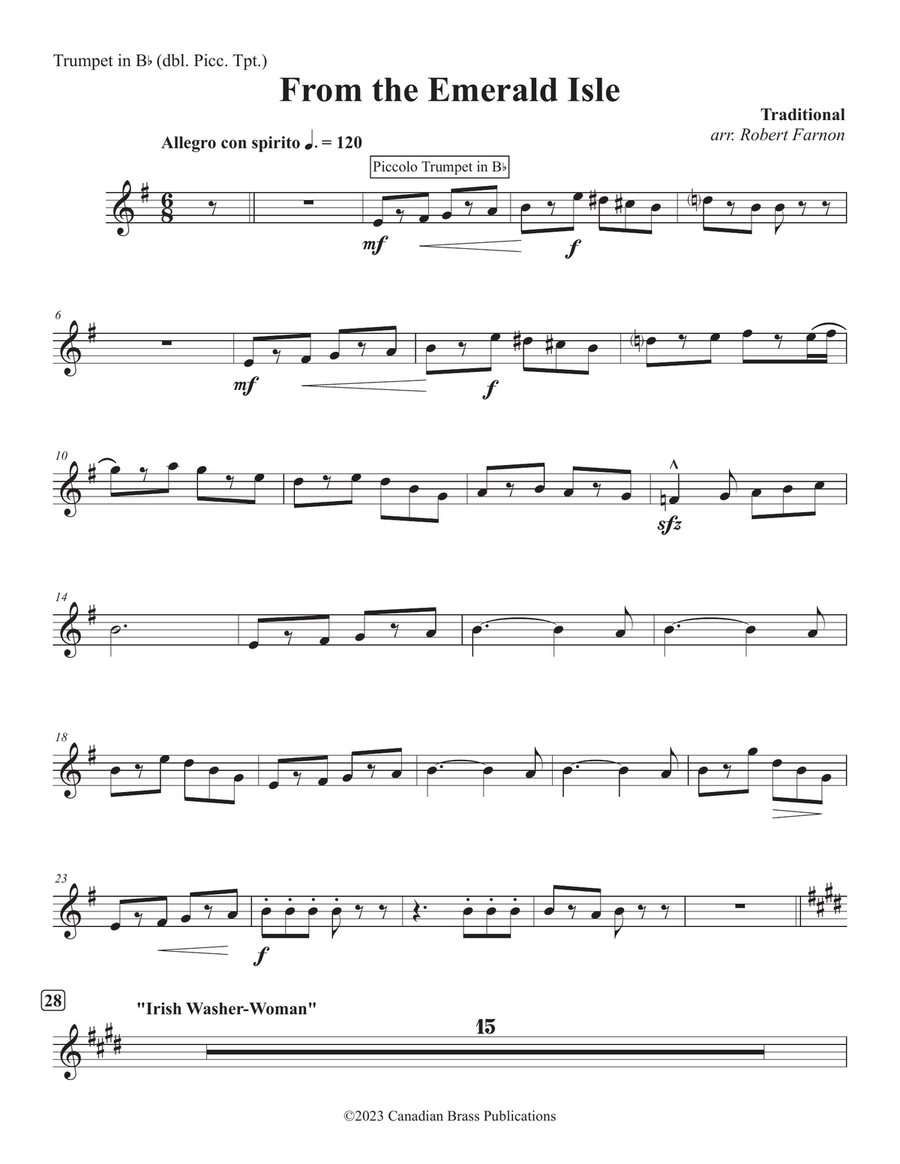 From The Emerald Isle - Bb Trumpet 1 / Piccolo Tpt. Brass Quintet scores gallery preview page 1