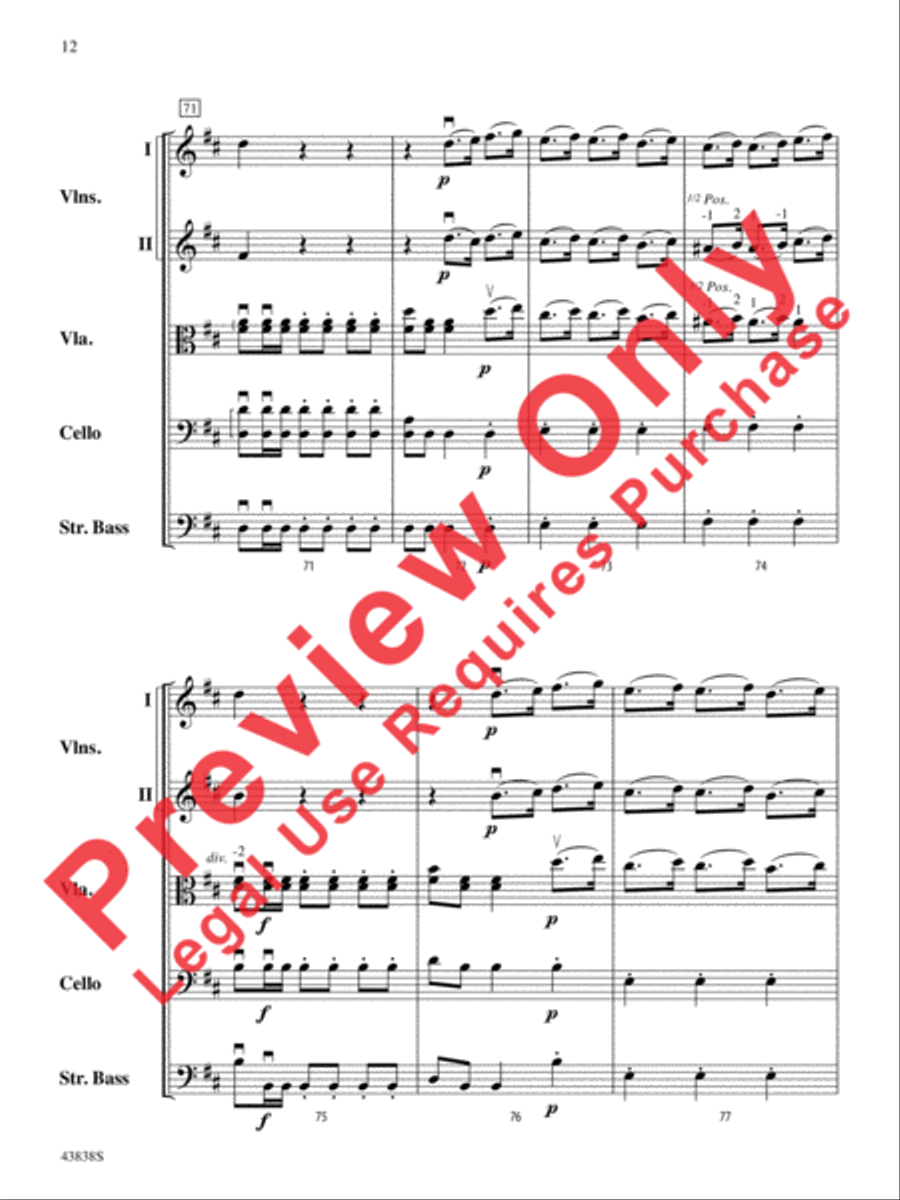 Royal Fireworks Overture String Orchestra scores gallery preview page 13