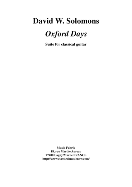 David W. Solomons, Oxford Days for solo guitar image number null