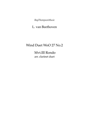 Book cover for Beethoven: Wind Duet WoO 27 No.2 Mvt.III Rondo - clarinet duet