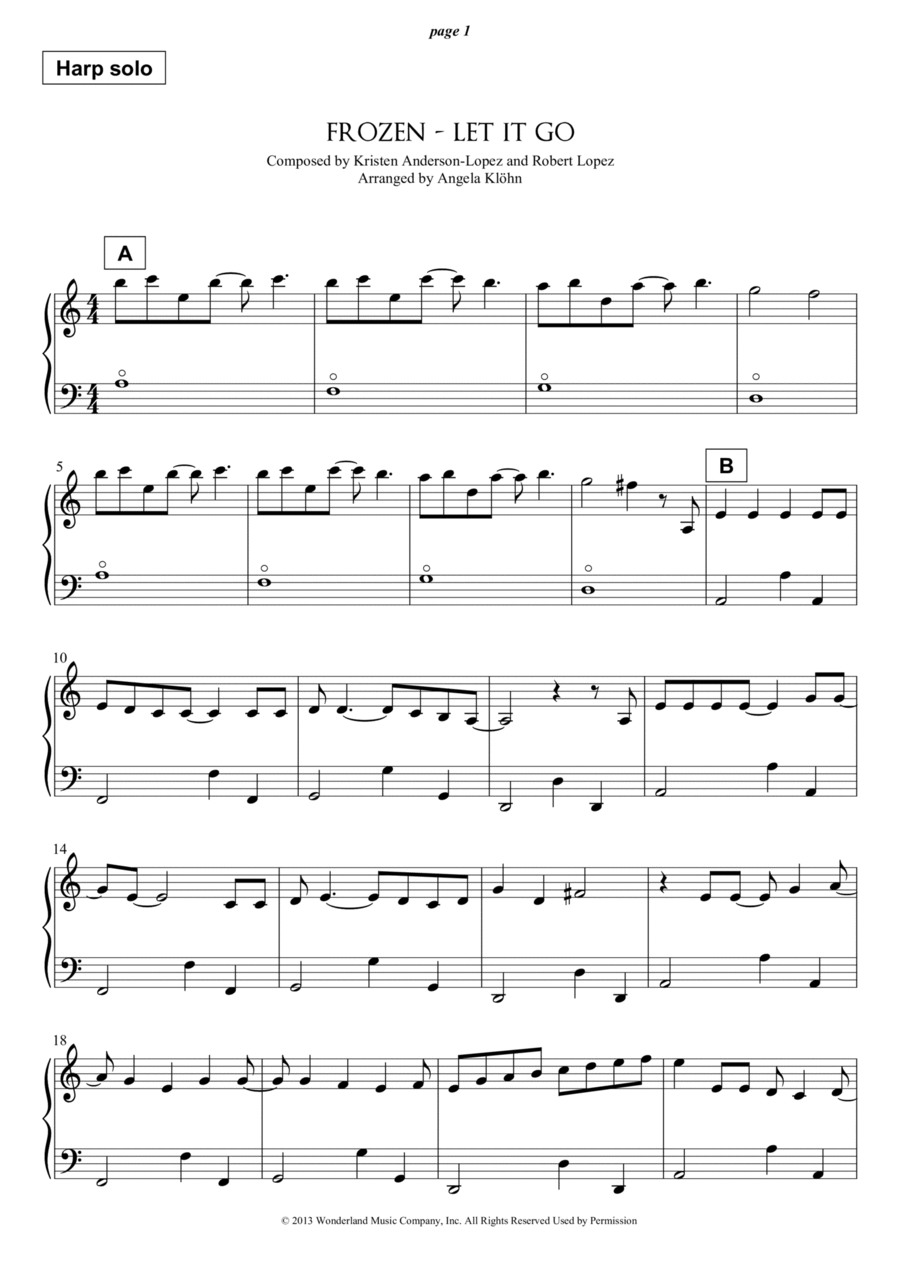 Let It Go Harp scores gallery preview page 1