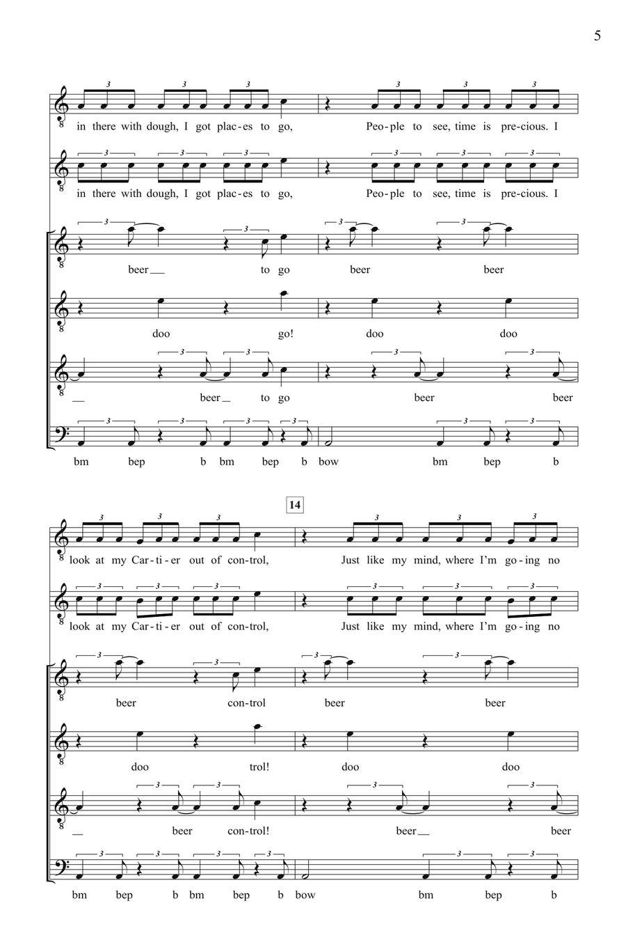 Right Round (arr. Deke Sharon) TTBB scores gallery preview page 3