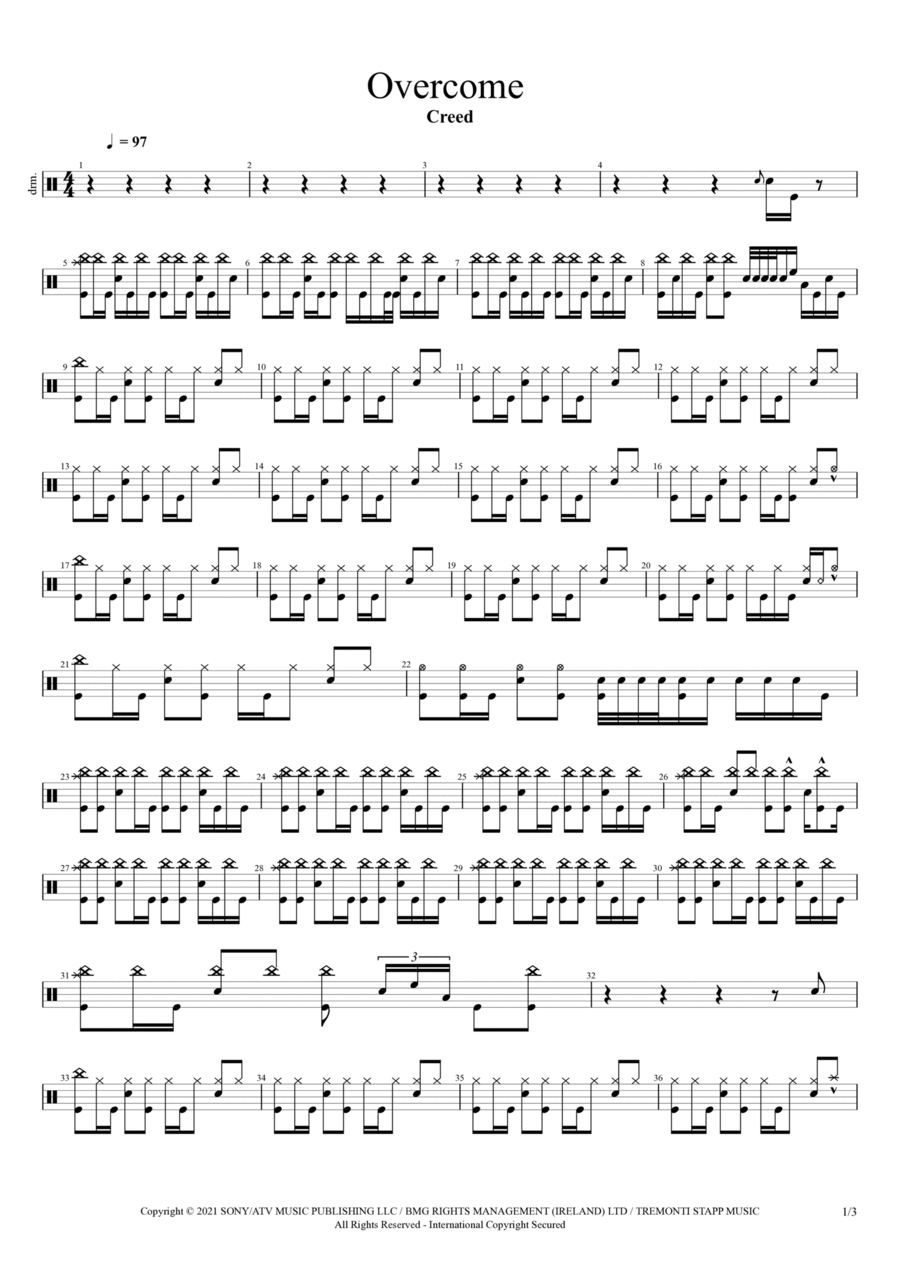 Overcome Drum Set scores gallery preview page 1