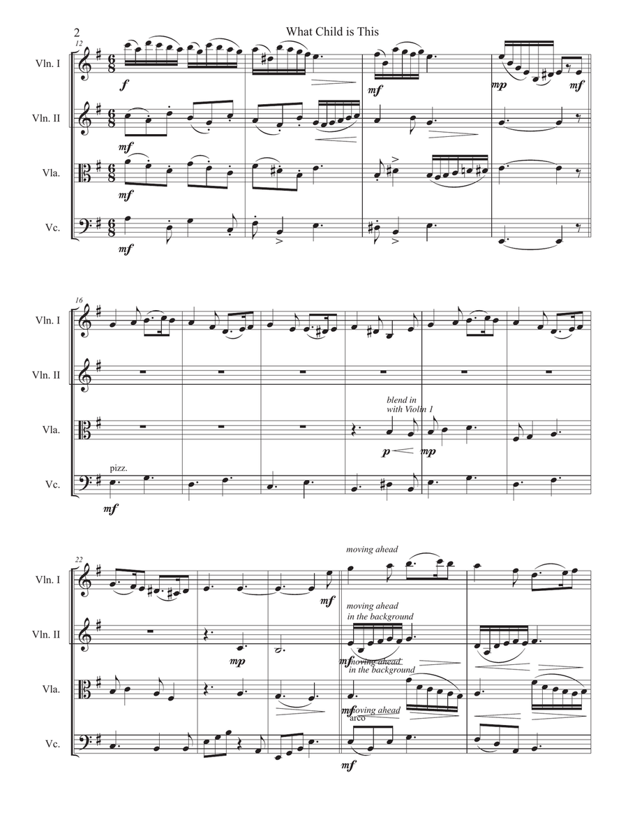 What Child is This - String Quartet String Quartet scores gallery preview page 2