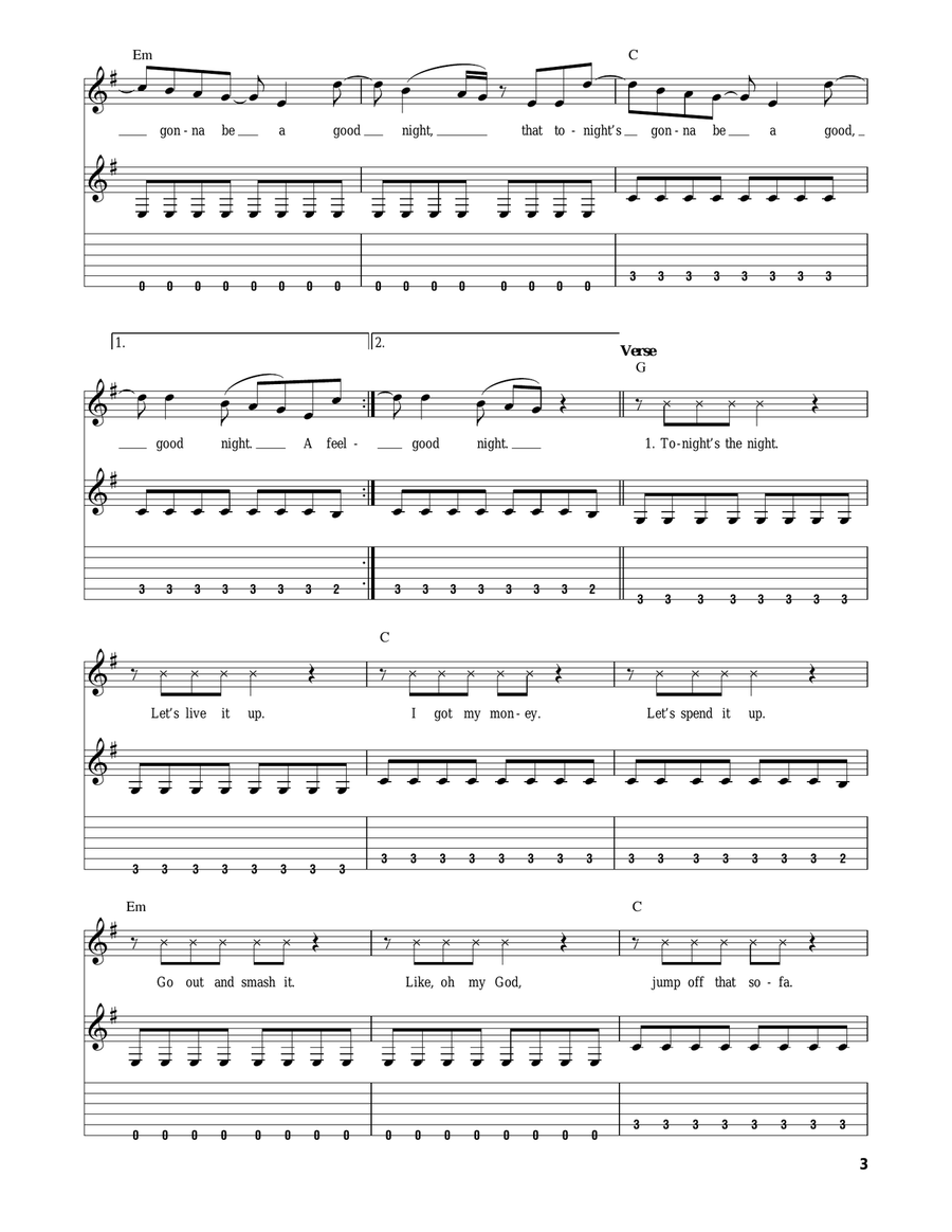 I Gotta Feeling Acoustic Guitar scores gallery preview page 3