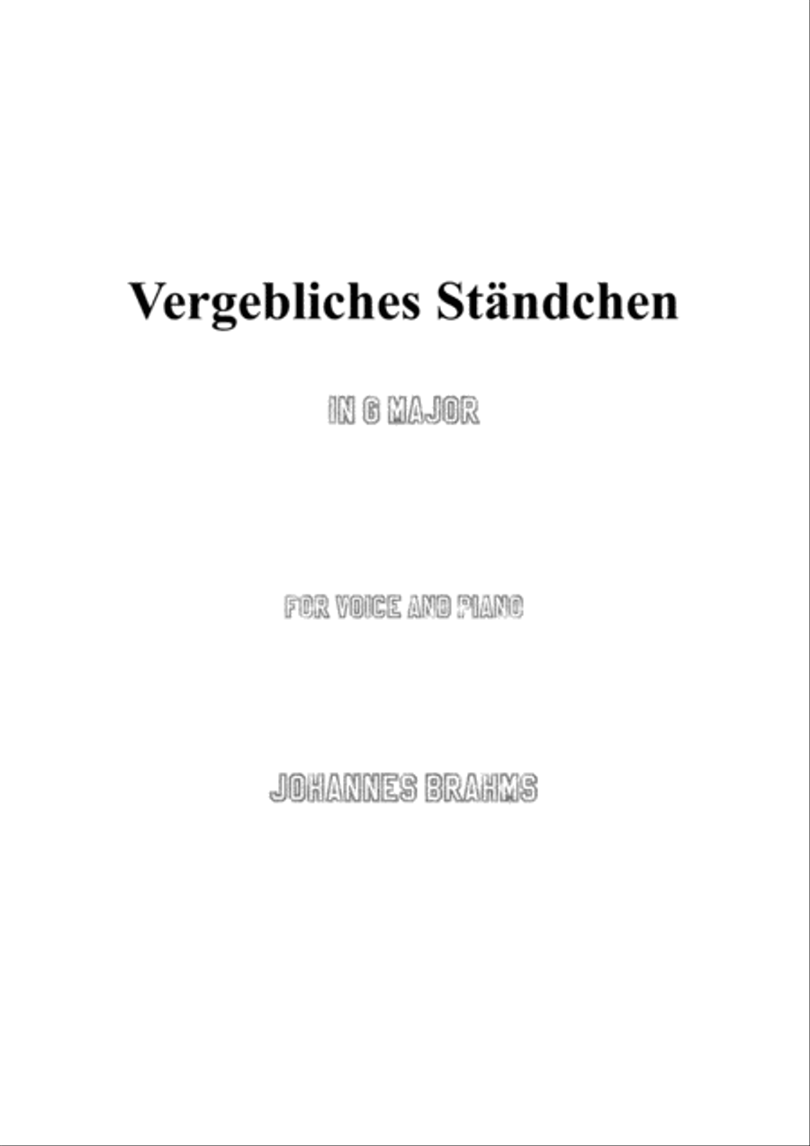 Brahms-Vergebliches Ständchen in G Major,for voice and paino Voice scores gallery preview page 1