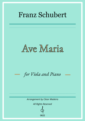 Ave Maria by Schubert - Viola and Piano (Full Score and Parts)