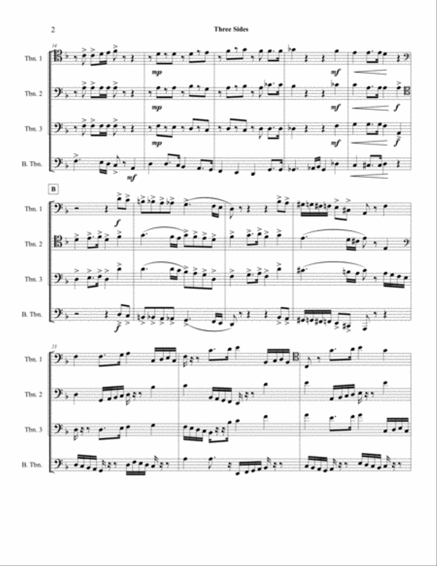Three Sides for Trombone Quartet Trombone Quartet scores gallery preview page 4