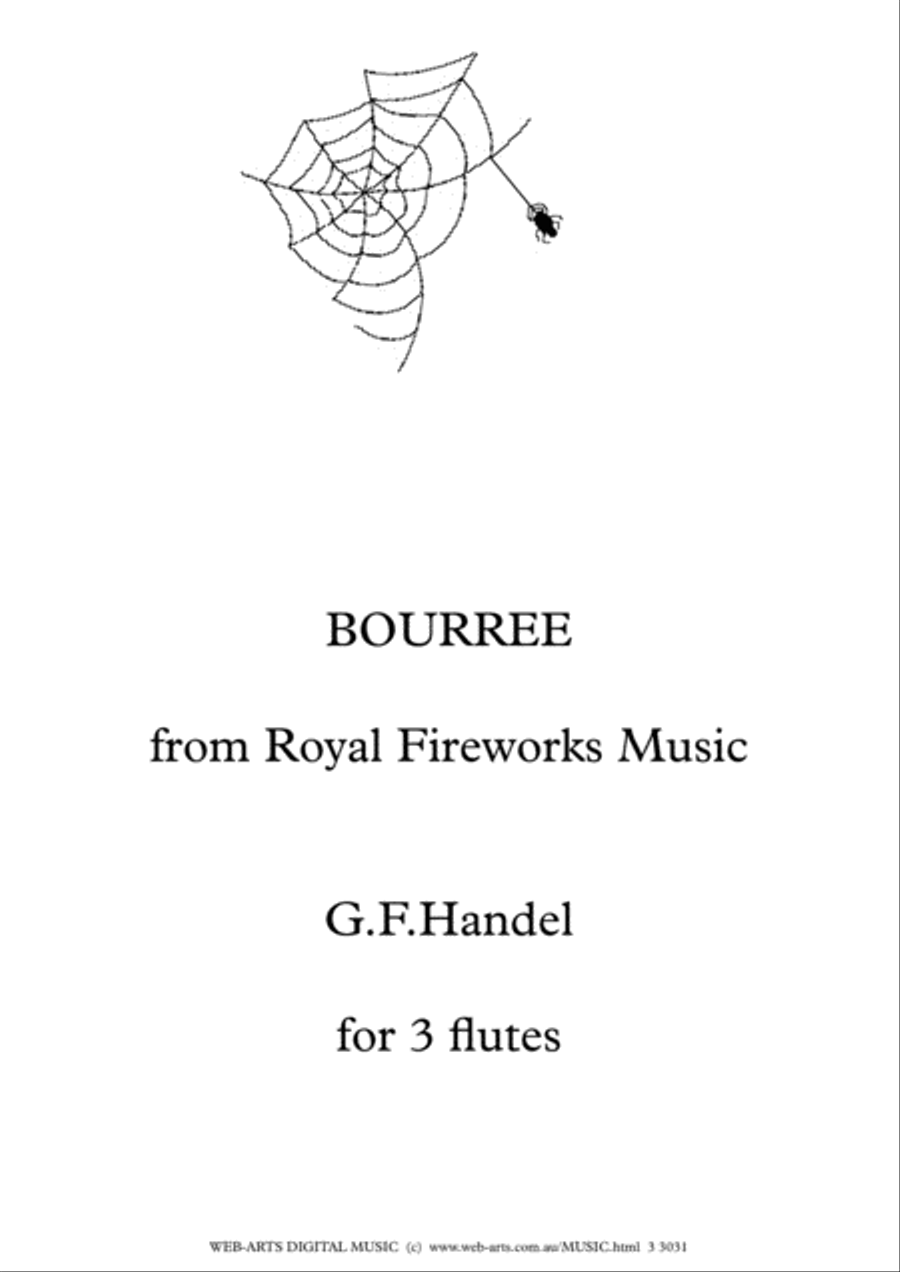 BOURREE from ROYAL FIREWORKS MUSIC Easy arrangement for 3 flutes - HANDEL Flute Trio scores gallery preview page 1