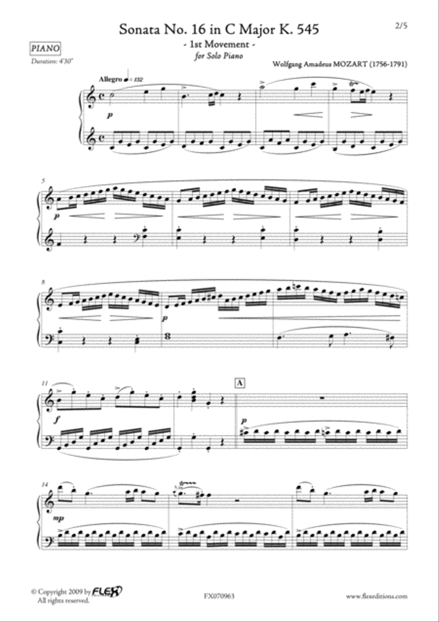 Sonata No. 16 in C Major K. 545 - Movement 1 Piano Solo scores gallery preview page 2