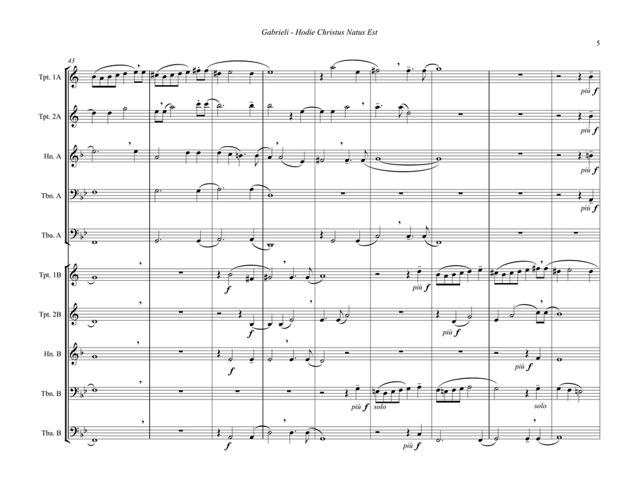 Hodie Christus Natus Est for 10-piece brass ensemble Brass Ensemble scores gallery preview page 5