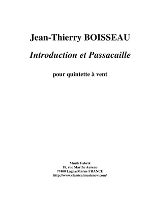 Book cover for Jean-Thierry Boisseau: Introduction et Passacaille for wind quintet