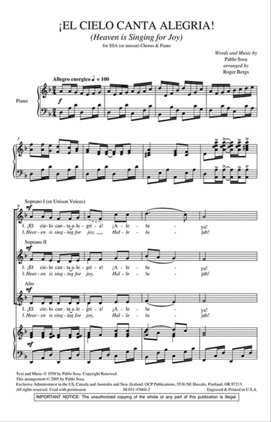 El Cielo Canta Alegria! El Cielo Canta Alegria! SSA scores gallery preview page 2