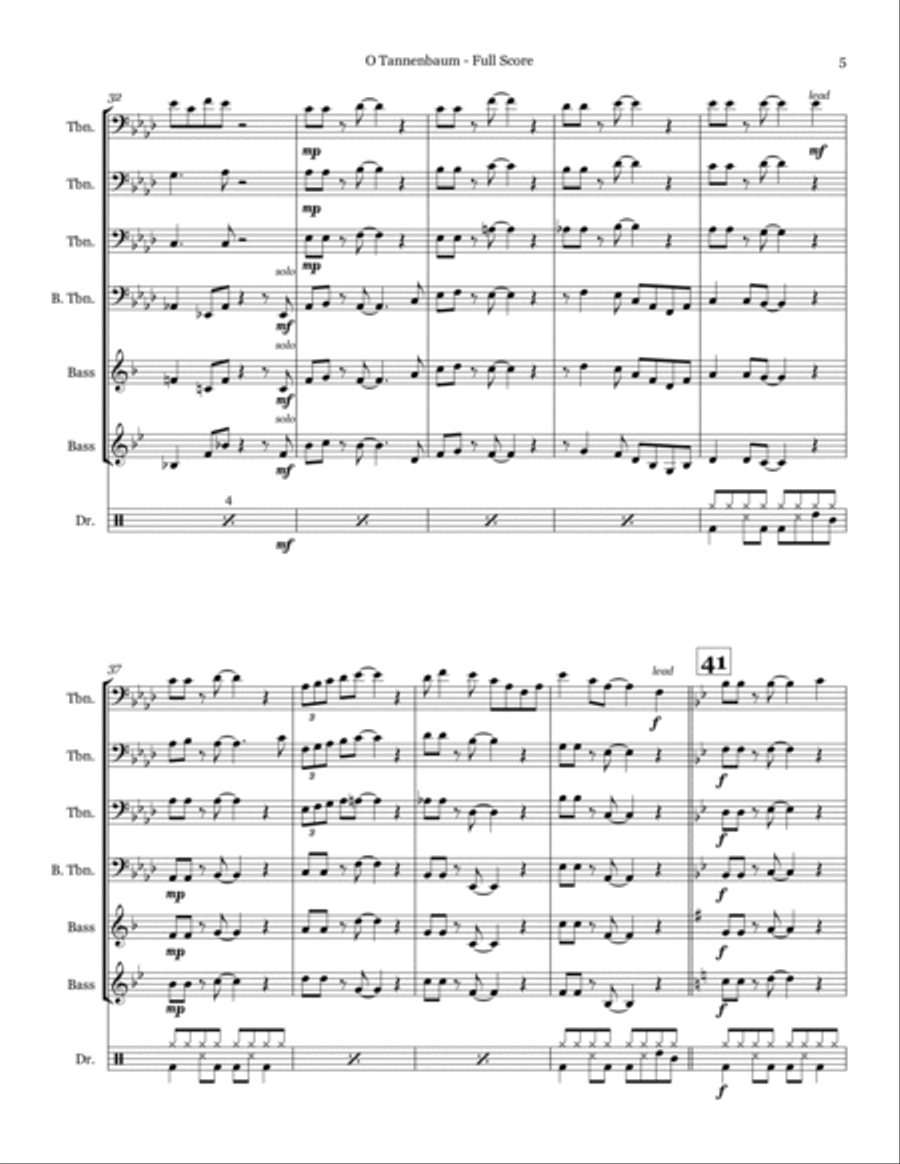O Tannenbaum - Trombone Quartet Trombone Quartet scores gallery preview page 5