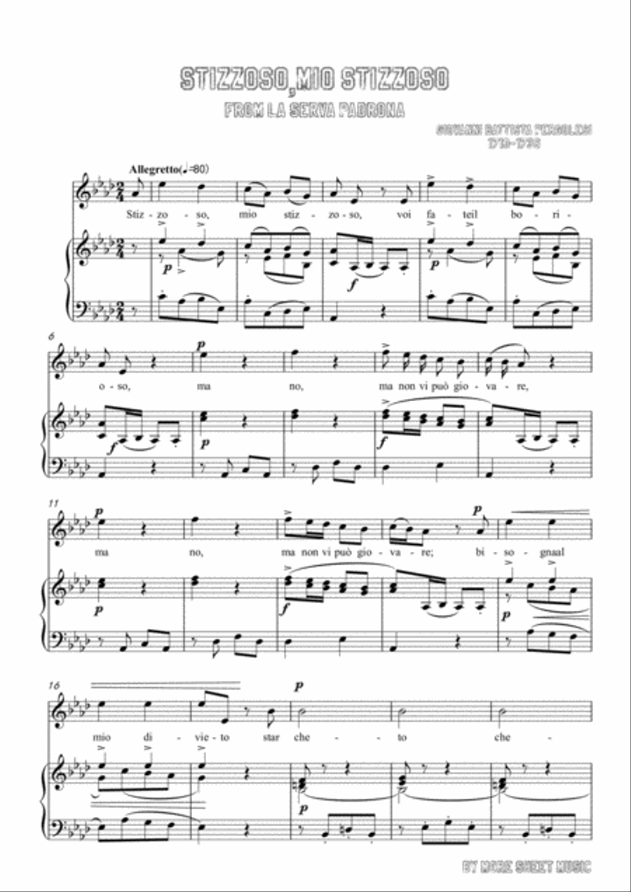 Pergolesi-Stizzoso,mio stizzoso in A flat Major,for Voice and Piano Voice Solo scores gallery preview page 3